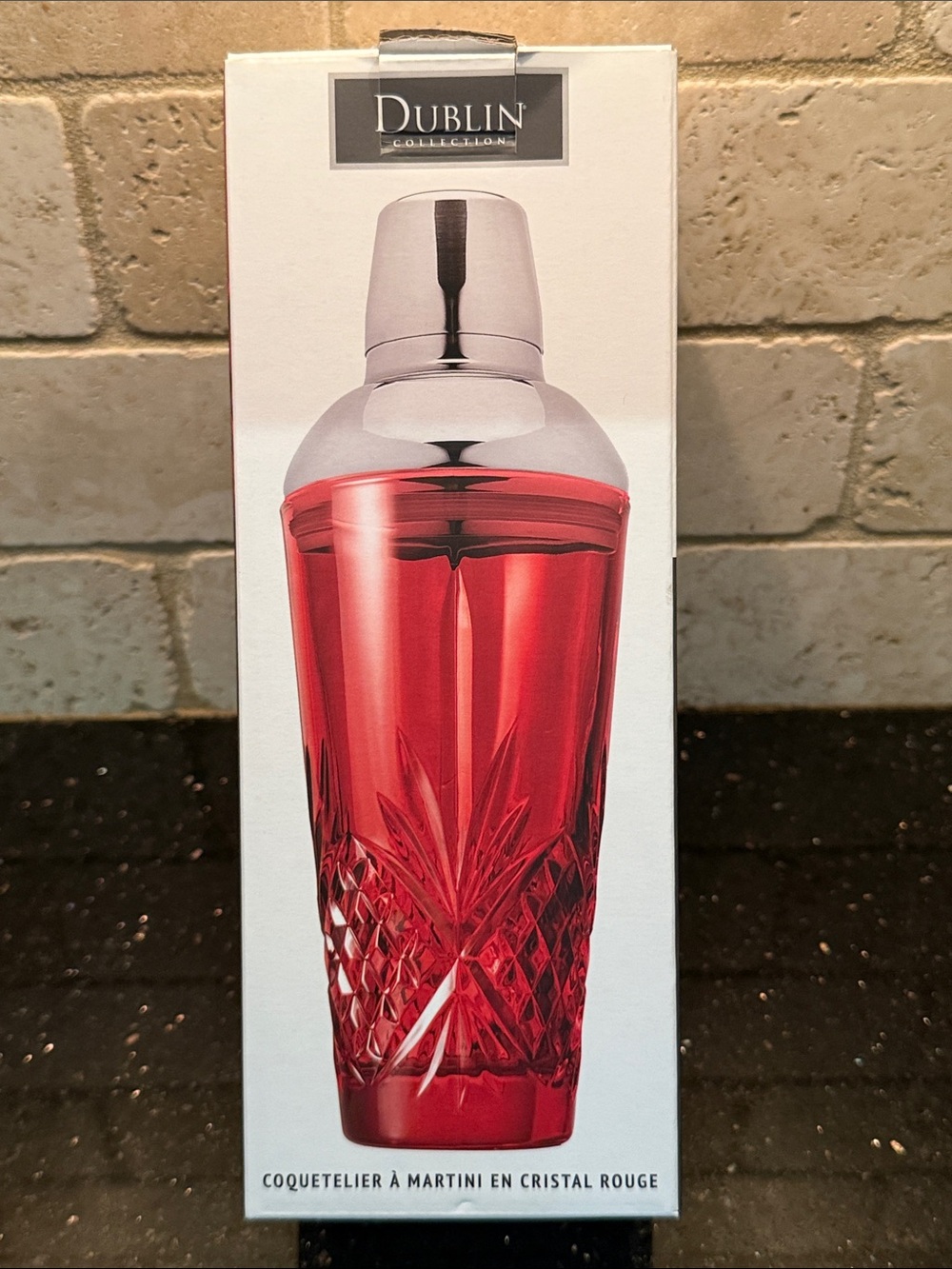Godinger Dublin Red Crystal Cocktail Shaker with Silver Top